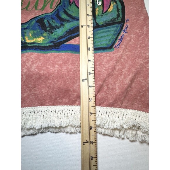 Southern Grace Walk By Faith Cowboy Boot Coral Pink Crochet Shirt Women's SMALL - Picture 12 of 13